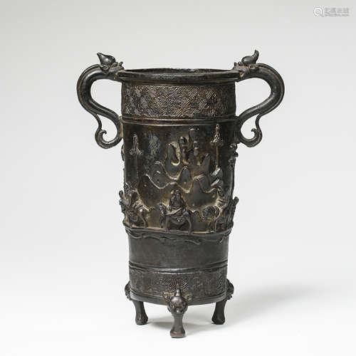 BRONZE FURNACE WITH TWO HANDLES, SONG DYNASTY, CHINA