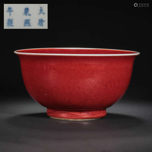 RED GLAZED BOWL FROM KANGXI PERIOD, QING DYNASTY, CHINA