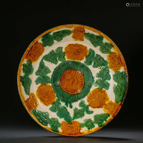 CHINESE THREE-COLOR PLATE, LIAO DYNASTY