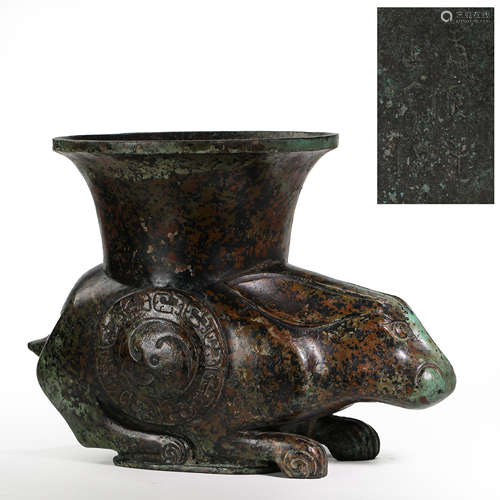 CHINESE HAN DYNASTY BRONZE RABBIT STATUE