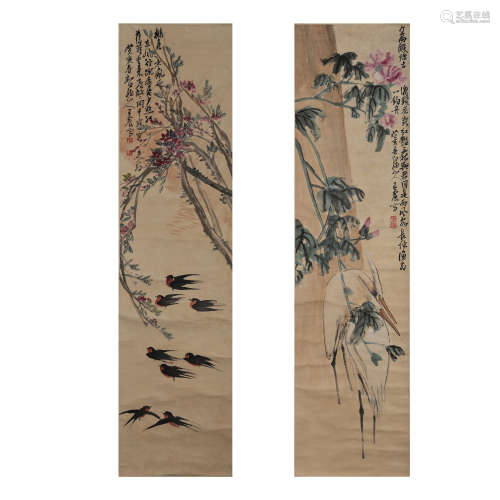 ANCIENT CHINESE PAINTING AND CALLIGRAPHY, FLOWER AND BRIDS