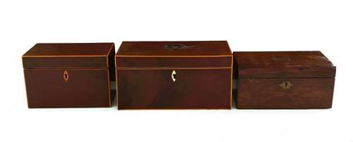 **English Inlaid Mahogany Tea Caddies (3pcs)