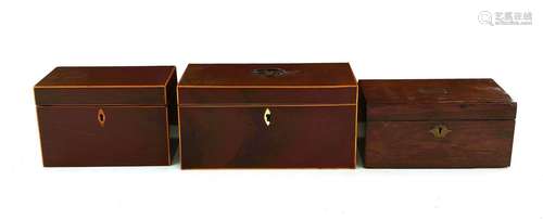 **English Inlaid Mahogany Tea Caddies (3pcs)