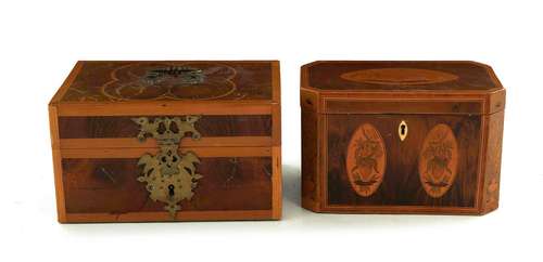 **George III Inlaid Tea Caddy and Document Box (2pcs)