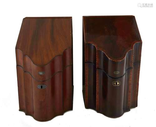 **Near Pair English Mahogany Knife Boxes (2pcs)