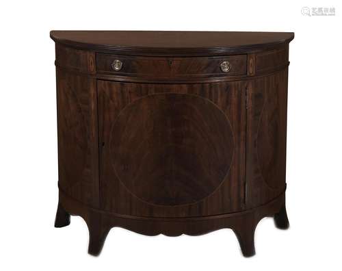 Hepplewhite Style Inlaid Mahogany D-Shaped Cabinet