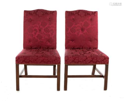 Pair of Chinese Chippendale Style Upholstered Chairs (2pcs)