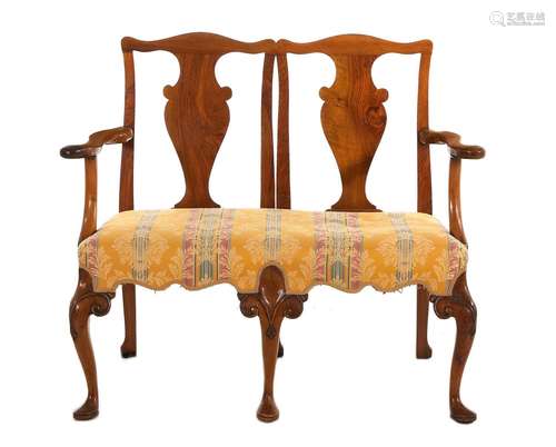 Georgian Walnut Double-Back Settee