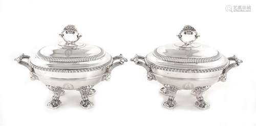 Fine Pair Regency Sterling Silver Sauce Tureens, Paul Storr ...