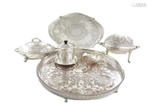 English Silverplate Trays and Serving Dishes (6pcs)