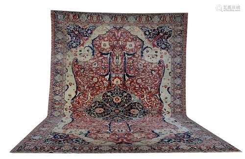 Unusual Antique Parisian Tabriz Carpet