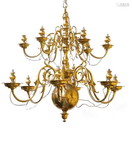 English Brass Twelve-Light Chandelier