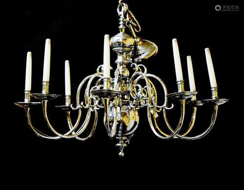 English Silverplate Eight-Light Chandelier