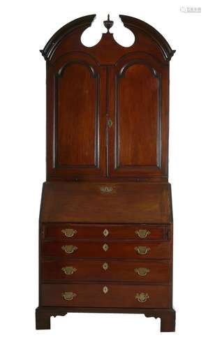 Queen Anne Style Walnut Secretary Bookcase