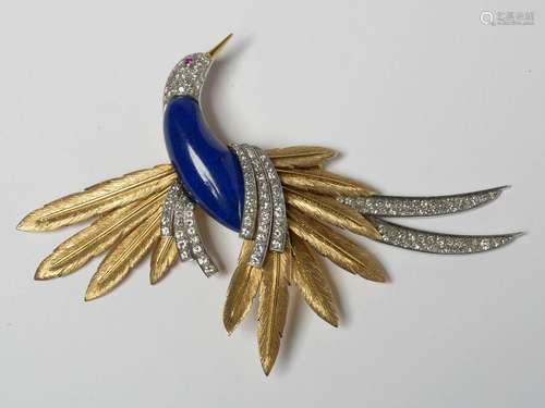 Broche en forme "D'oiseau du paradis" en or j...