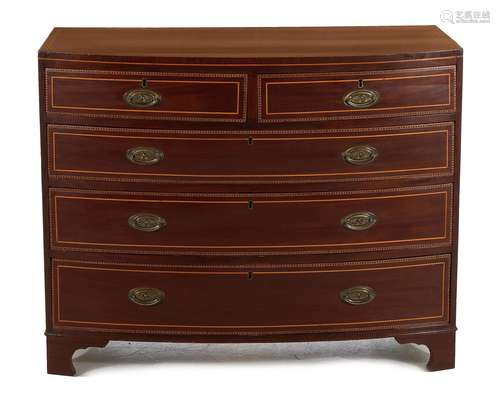 Diminutive Georgian Style Inlaid Mahogany Bowfront Chest of ...