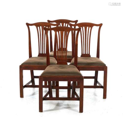 Four Georgian Carved Mahogany Side Chairs (4pcs)