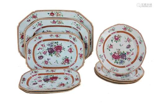 Chinese Famille Rose Porcelain Plates and Platters (11pcs)