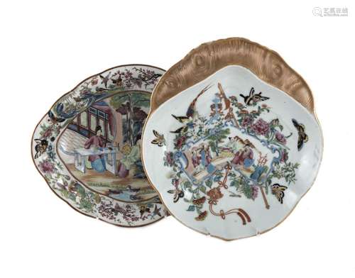 Chinese Export Famille Rose Porcelain Dishes (2pcs)