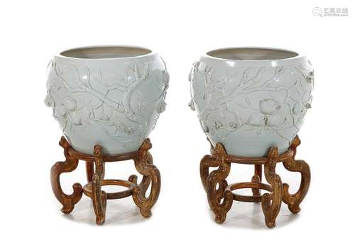 Pair Chinese Blanc de Chine Porcelain Jardinieres (4pcs)