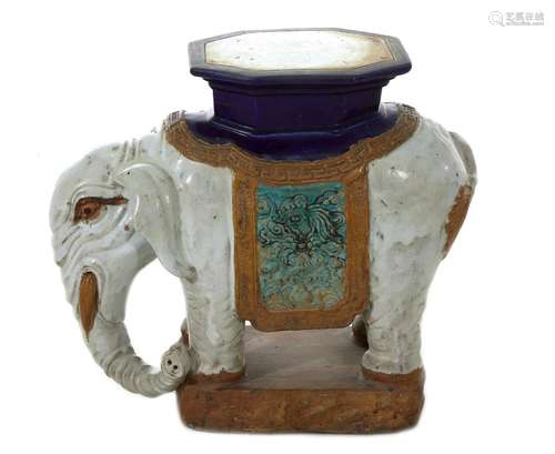 Chinese Porcelain Elephant-Form Garden Seat