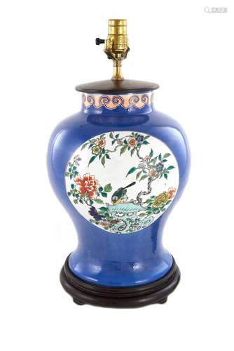 Chinese Porcelain Wucai-Decorated Porcelain Vase, Converted ...