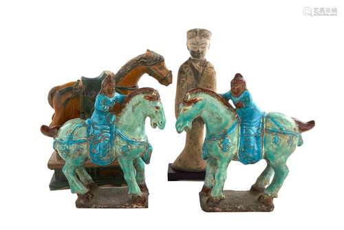 Chinese Ceramic Horses and Figure (4pcs)