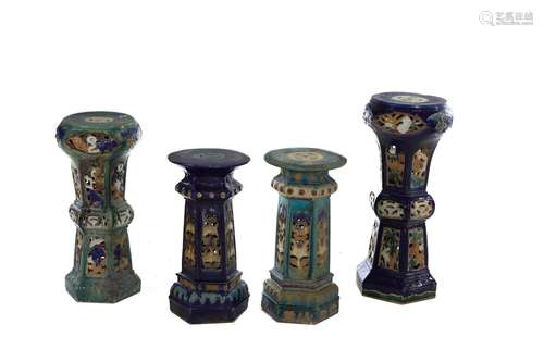 Chinese Glazed-Ceramic Garden Pedestals (4pcs)