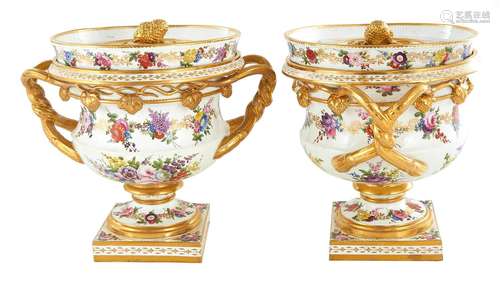 Pair Coalport Porcelain Fruit Coolers/Ice Pails (2pcs)