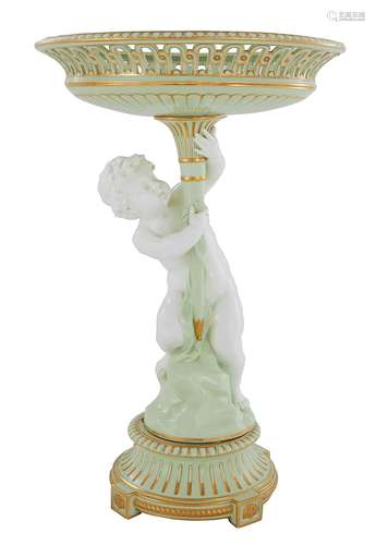 English Celadon Ware Porcelain Figural Centerpiece