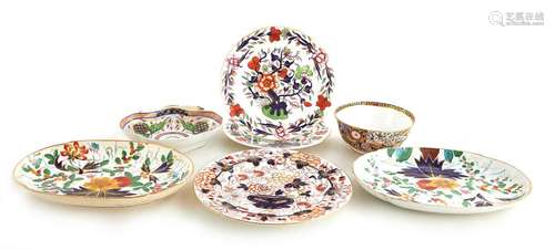 English Porcelain Plates, Platters, and Bowls (7pcs)