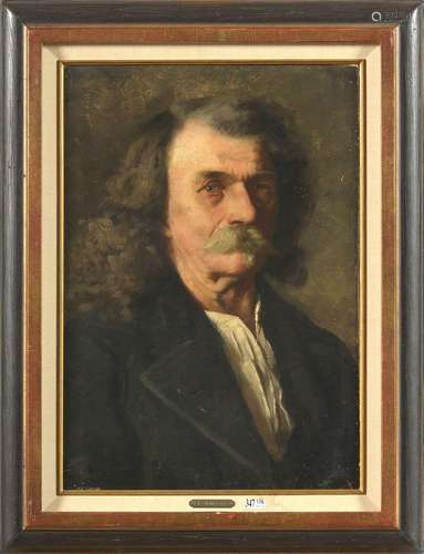 Huile sur carton "Portrait de Buffalo Bill". Monog...