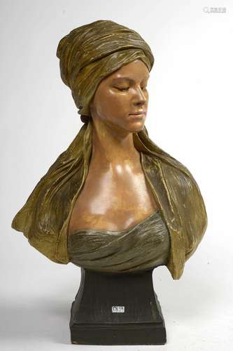 "Buste d'une jeune femme au turban" en terre ...