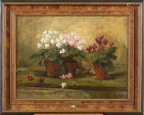 Huile sur toile marouflée sur toile "Nature morte aux p...