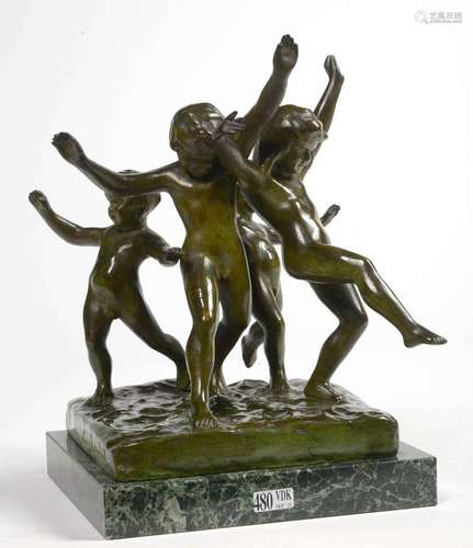 "Les joies du printemps" en bronze à patine verte....