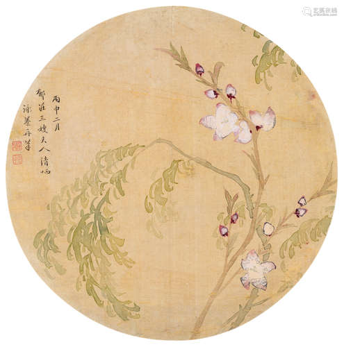 邓詠蓁 花卉 镜片 设色绢本