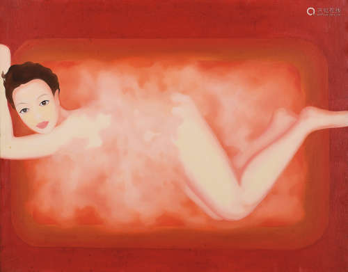 杨帆 2002年作 红色泡沫之4 布面油画