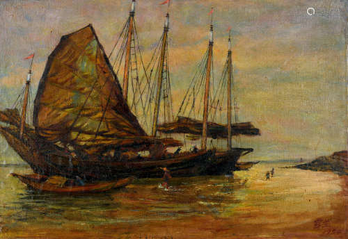 谭雪生 1954年作 归 帆 布面油画