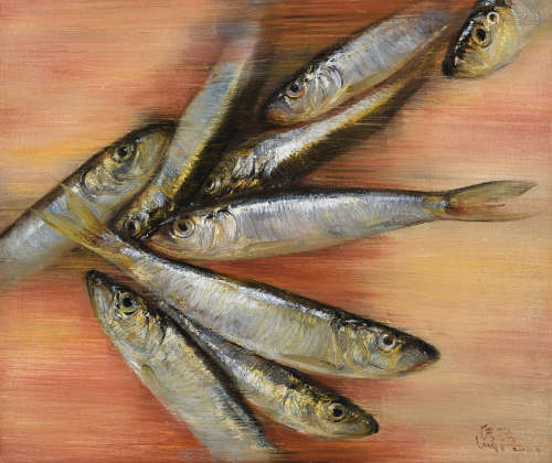 陆琦 2006年作 年年有鱼 布面油画