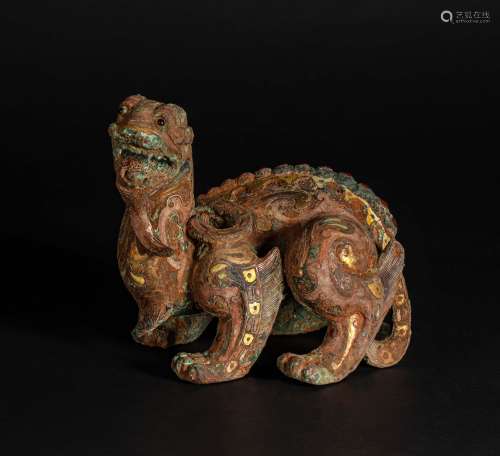 Ming Dynasty, Inlaid with gold and silver auspicious beasts