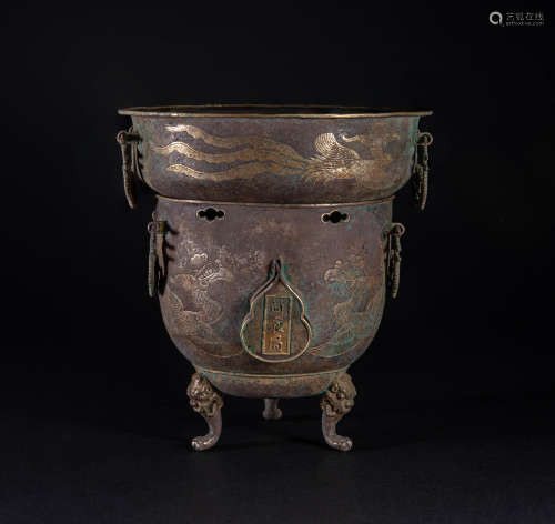 Ming Dynasty, Silver gilt hot pot
