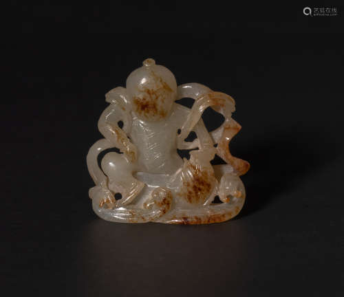 Ming Dynasty, Hetian Jade Boy Pendant