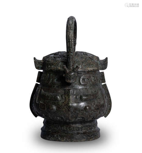 Ming Dynasty, Bronze Lifting Beam Wine Vessel