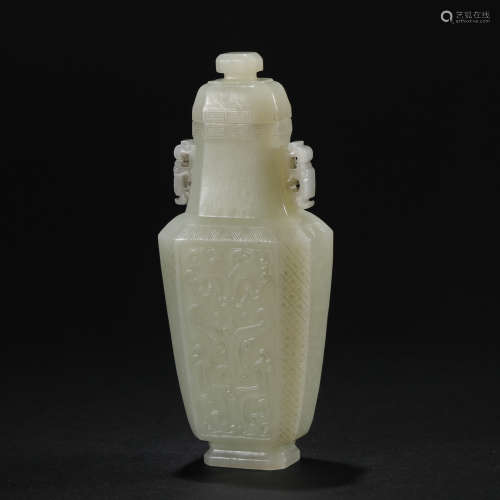 Qing dynasty,  Hetian jade beast pattern reward bottle