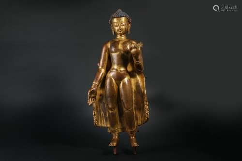 Ming Dynasty， Bronze Standing Statue of Sakyamuni Buddha