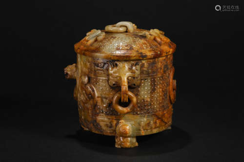 Yuan Dynasty,  Hetian Jade Beast Head Cup