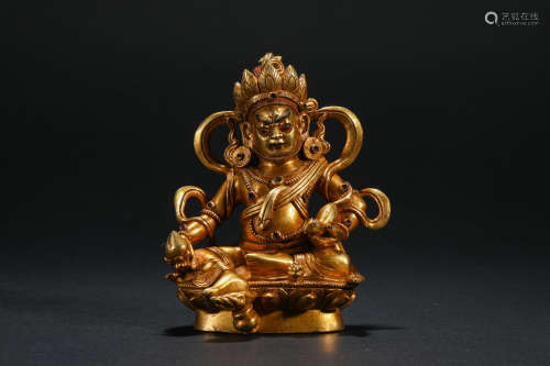 Qing Dynasty,  Inlaid with gold God of Wealth