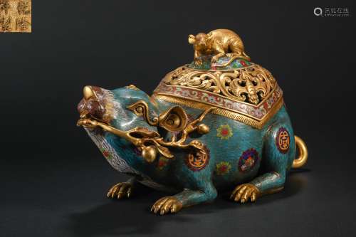 Qing Dynasty,  Cloisonne recruiting wealth mouse