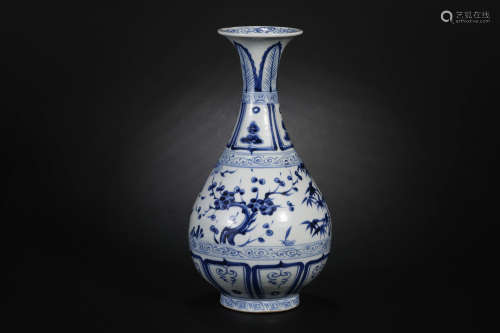 Yuan Dynasty， Blue and White Flower Yuhu Spring
