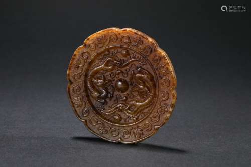 Yuan Dynasty， Jade Mirror with Jade Dragon Pattern of Hetian